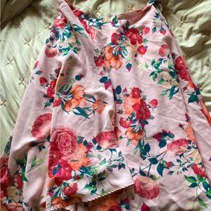 ModCloth Floral Skirt Plus 1X Pink